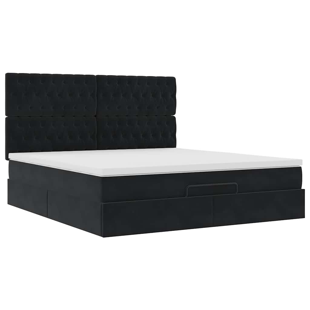 Οθωμανικό κρεβάτι με στρώματα Μαύρο 160x200cm Velvet - Pakobazaar