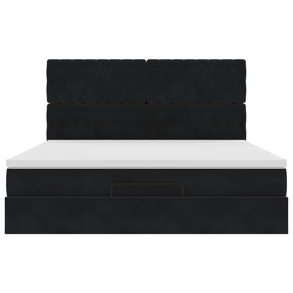 Οθωμανικό κρεβάτι με στρώματα Μαύρο 160x200cm Velvet - Pakobazaar