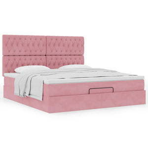 Οθωμανικό κρεβάτι με στρώματα ροζ 160x200cm Velvet - Pakobazaar