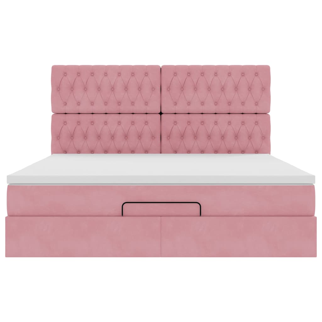 Οθωμανικό κρεβάτι με στρώματα ροζ 160x200cm Velvet - Pakobazaar