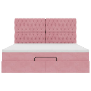 Οθωμανικό κρεβάτι με στρώματα ροζ 160x200cm Velvet - Pakobazaar