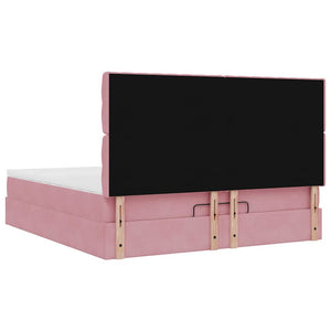 Οθωμανικό κρεβάτι με στρώματα ροζ 160x200cm Velvet - Pakobazaar