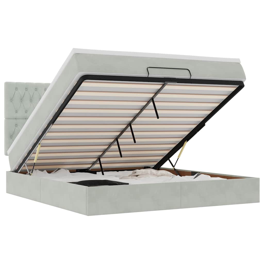 Οθωμανικό κρεβάτι με στρώματα ανοιχτό γκρι 180x200cm Velvet