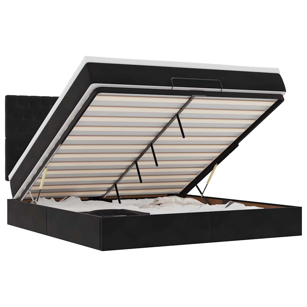 Οθωμανικό κρεβάτι με στρώματα Μαύρο 180x200cm Velvet