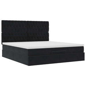 Οθωμανικό κρεβάτι με στρώματα Μαύρο 180x200cm Velvet