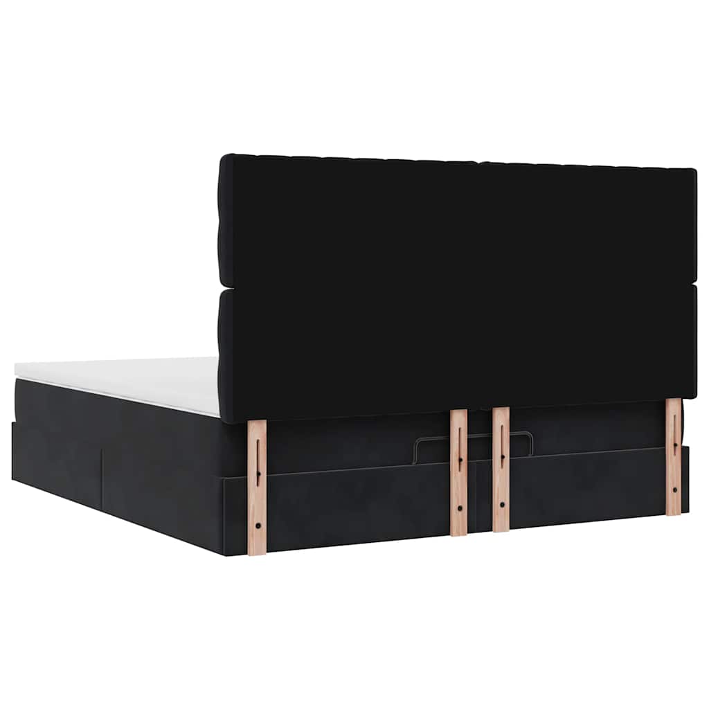 Οθωμανικό κρεβάτι με στρώματα Μαύρο 180x200cm Velvet