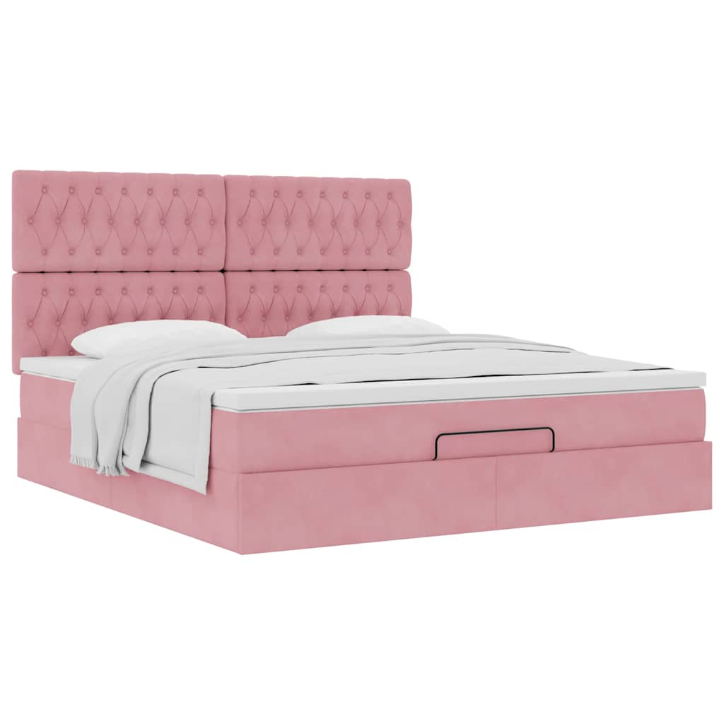 Οθωμανικό κρεβάτι με στρώματα ροζ 180x200cm Velvet - Pakobazaar