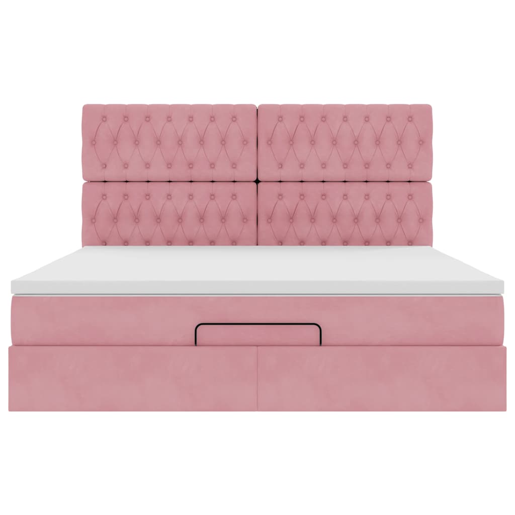 Οθωμανικό κρεβάτι με στρώματα ροζ 180x200cm Velvet - Pakobazaar