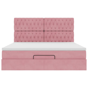 Οθωμανικό κρεβάτι με στρώματα ροζ 180x200cm Velvet - Pakobazaar
