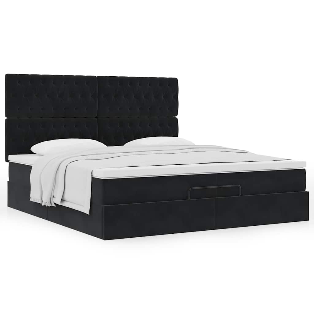 Οθωμανικό κρεβάτι με στρώματα Μαύρο 200x200cm Velvet