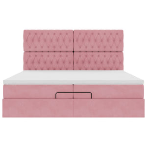 Οθωμανικό κρεβάτι με στρώματα ροζ 200x200cm Velvet - Pakobazaar