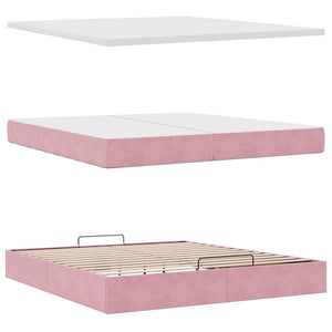 Οθωμανικό κρεβάτι με στρώματα ροζ 200x200cm Velvet - Pakobazaar