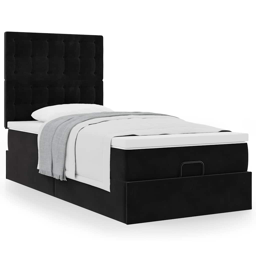 Οθωμανικό κρεβάτι με στρώματα Μαύρο 80x200cm Velvet - Pakobazaar