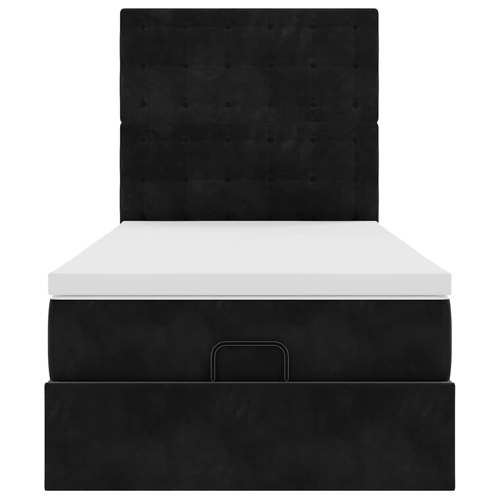 Οθωμανικό κρεβάτι με στρώματα Μαύρο 80x200cm Velvet - Pakobazaar