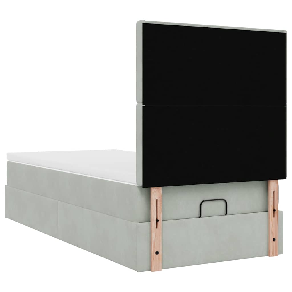 Οθωμανικό κρεβάτι με στρώματα ανοιχτό γκρι 90x190cm Velvet