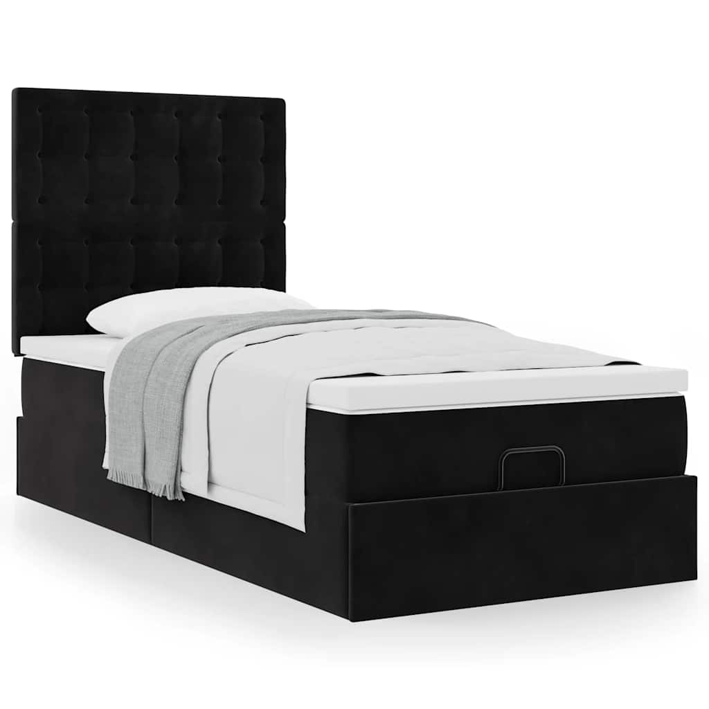 Οθωμανικό κρεβάτι με στρώματα Μαύρο 90x190cm Velvet - Pakobazaar