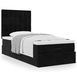 Οθωμανικό κρεβάτι με στρώματα Μαύρο 90x190cm Velvet - Pakobazaar