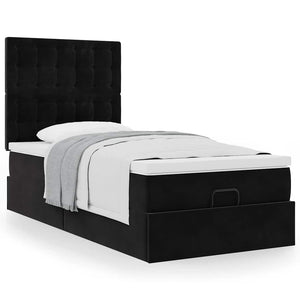 Οθωμανικό κρεβάτι με στρώματα Μαύρο 90x200cm Velvet - Pakobazaar