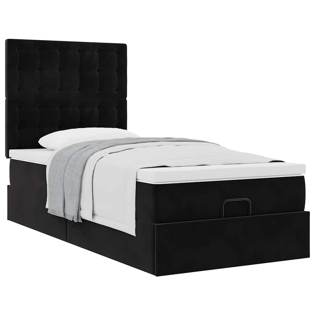 Οθωμανικό κρεβάτι με στρώματα Μαύρο 90x200cm Velvet - Pakobazaar
