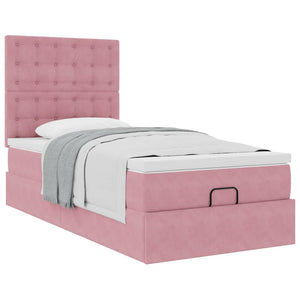 Οθωμανικό κρεβάτι με στρώματα ροζ 90x200cm Velvet - Pakobazaar