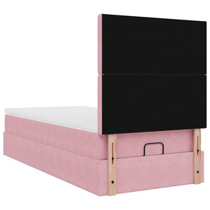 Οθωμανικό κρεβάτι με στρώματα ροζ 90x200cm Velvet - Pakobazaar