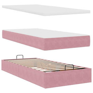 Οθωμανικό κρεβάτι με στρώματα ροζ 90x200cm Velvet - Pakobazaar