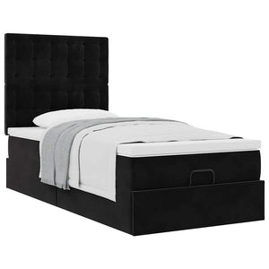 Οθωμανικό κρεβάτι με στρώματα Μαύρο 100x200cm Velvet