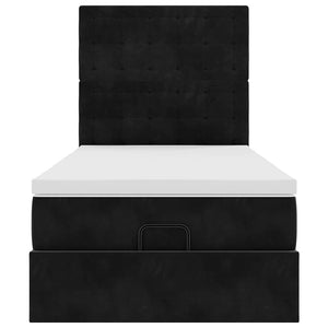 Οθωμανικό κρεβάτι με στρώματα Μαύρο 100x200cm Velvet