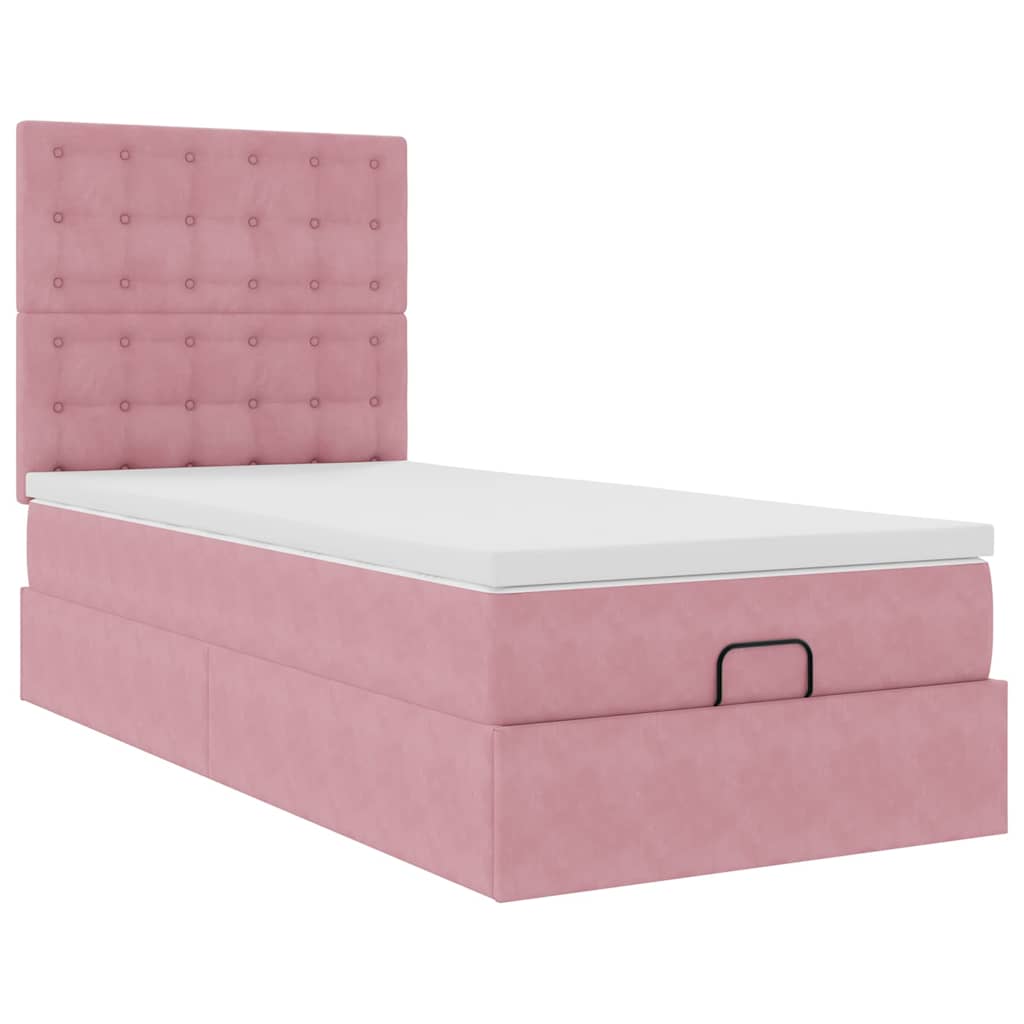 Οθωμανικό κρεβάτι με στρώματα Ροζ 100x200cm Velvet - Pakobazaar