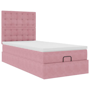 Οθωμανικό κρεβάτι με στρώματα Ροζ 100x200cm Velvet - Pakobazaar
