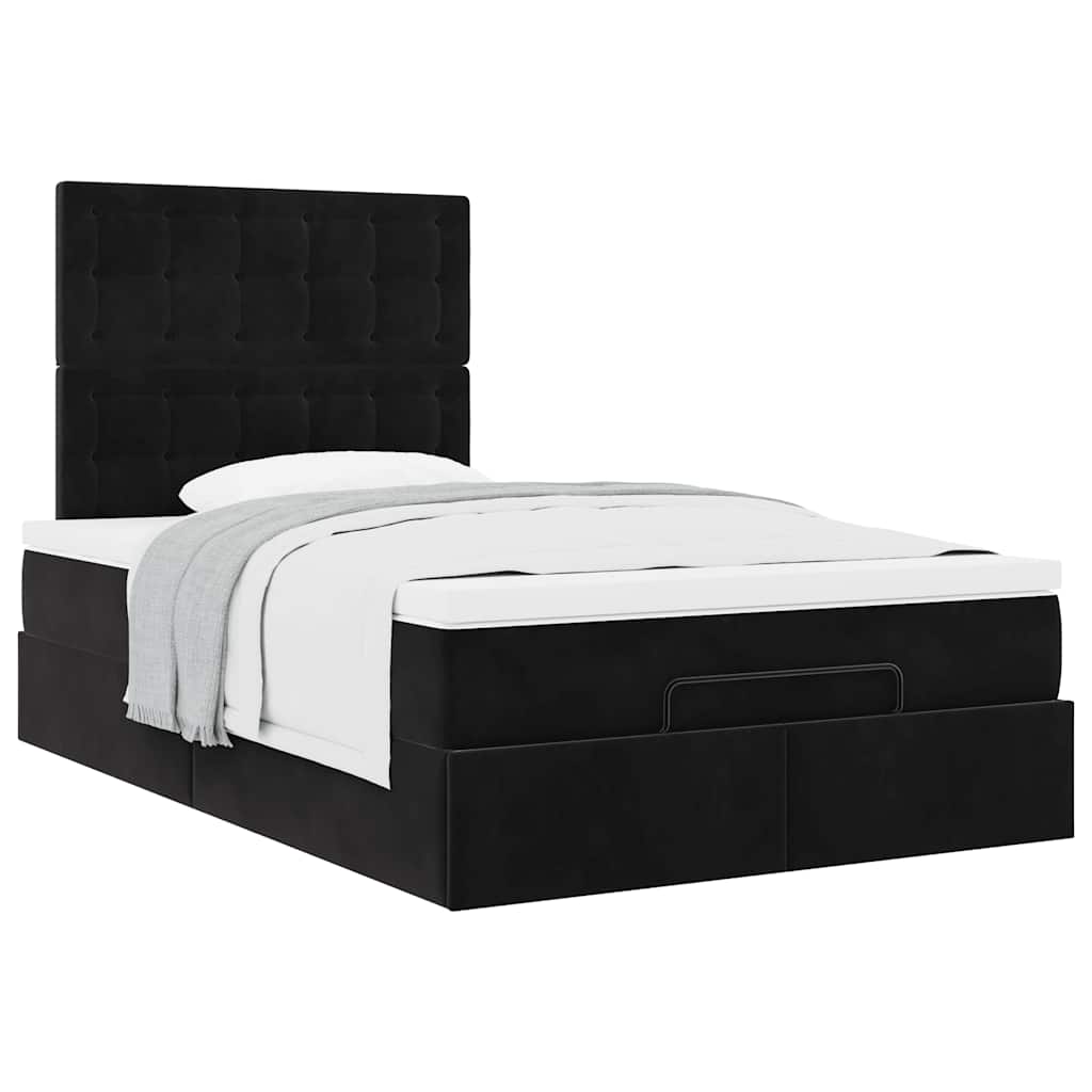 Οθωμανικό κρεβάτι με στρώματα Μαύρο 120x190cm Velvet