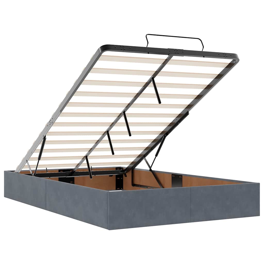 Οθωμανικό κρεβάτι με στρώματα Σκούρο γκρι 120x200cm Velvet - Pakobazaar