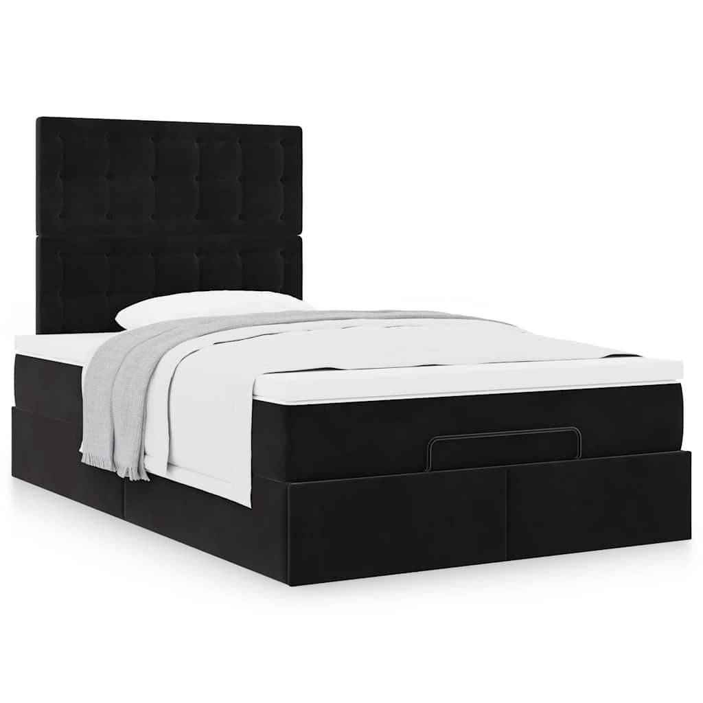 Οθωμανικό κρεβάτι με στρώματα Μαύρο 120x200cm Velvet
