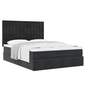 Οθωμανικό κρεβάτι με στρώματα Μαύρο 140x190cm Βελούδο - Pakobazaar