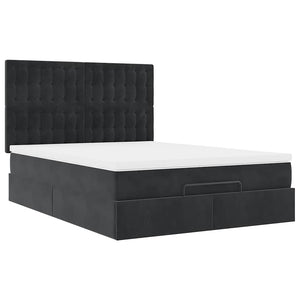 Οθωμανικό κρεβάτι με στρώματα Μαύρο 140x190cm Βελούδο - Pakobazaar