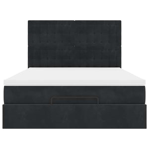 Οθωμανικό κρεβάτι με στρώματα Μαύρο 140x190cm Βελούδο - Pakobazaar