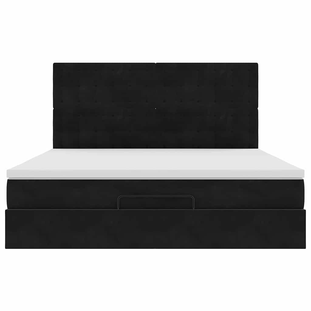 Οθωμανικό κρεβάτι με στρώματα Μαύρο 160x200cm Velvet