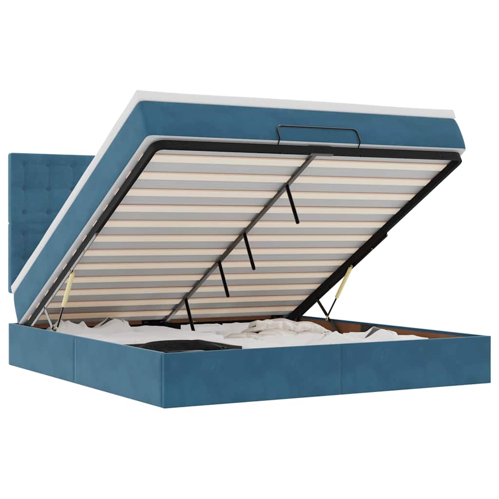 Οθωμανικό κρεβάτι με στρώματα Σκούρο μπλε 160x200cm Velvet - Pakobazaar