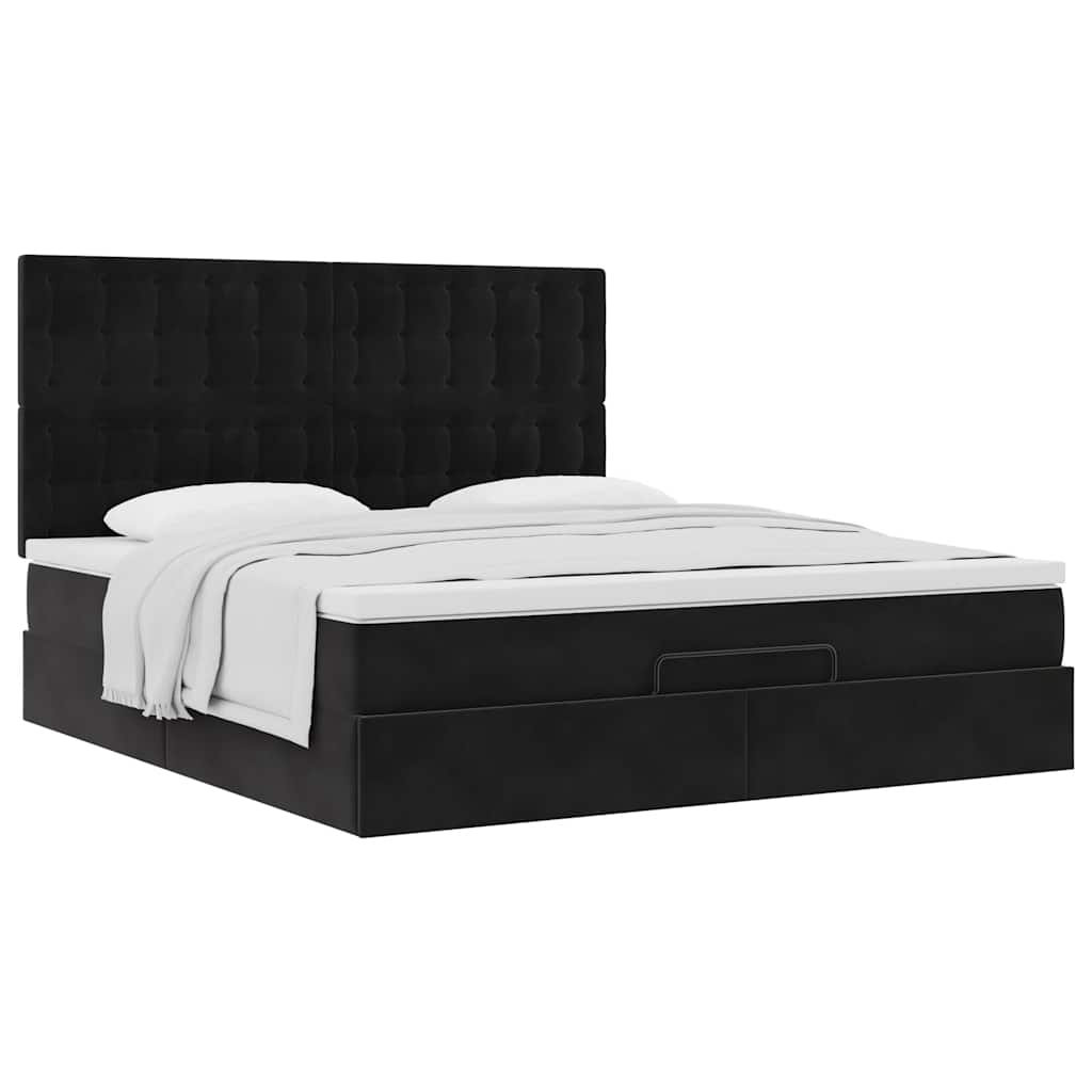 Οθωμανικό κρεβάτι με στρώματα Μαύρο 180x200cm Velvet