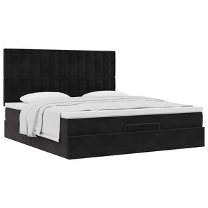 Οθωμανικό κρεβάτι με στρώματα Μαύρο 180x200cm Velvet