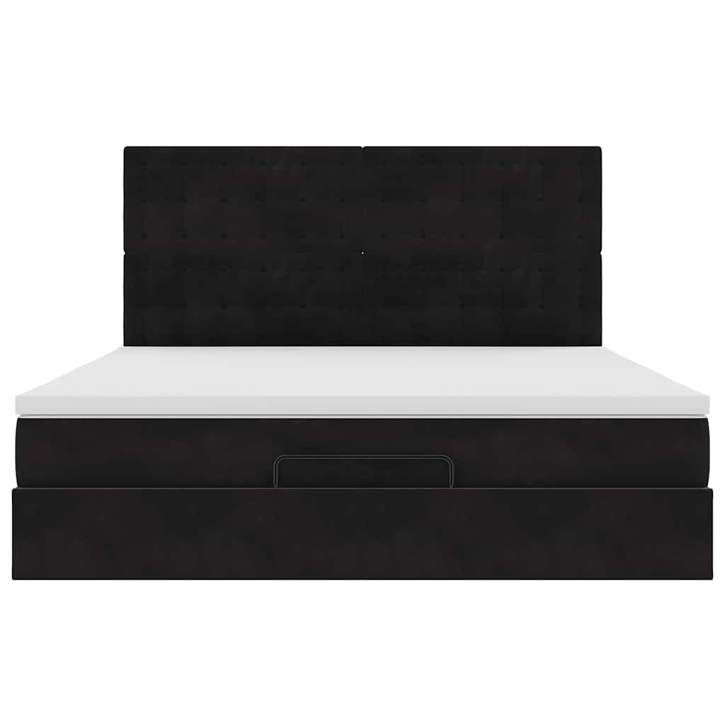 Οθωμανικό κρεβάτι με στρώματα Μαύρο 180x200cm Velvet