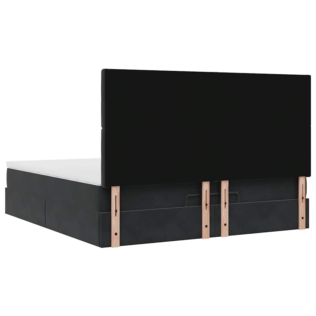 Οθωμανικό κρεβάτι με στρώματα Μαύρο 180x200cm Velvet