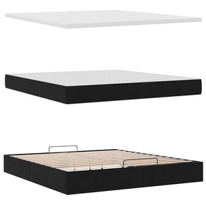 Οθωμανικό κρεβάτι με στρώματα Μαύρο 180x200cm Velvet