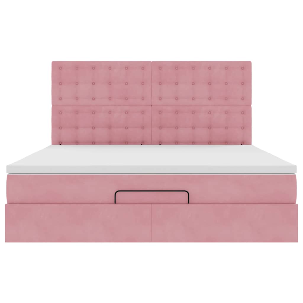 Οθωμανικό κρεβάτι με στρώματα ροζ 180x200cm Velvet - Pakobazaar