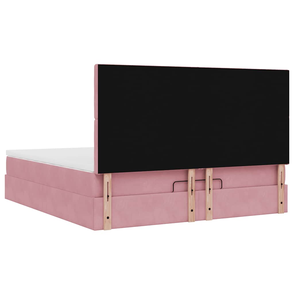 Οθωμανικό κρεβάτι με στρώματα ροζ 180x200cm Velvet - Pakobazaar