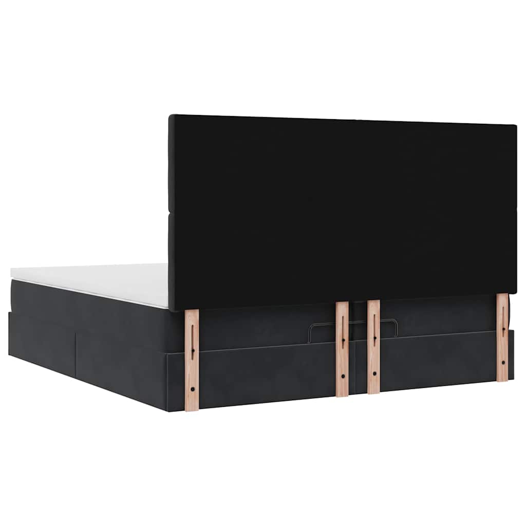 Οθωμανικό κρεβάτι με στρώματα Μαύρο 200x200cm Velvet