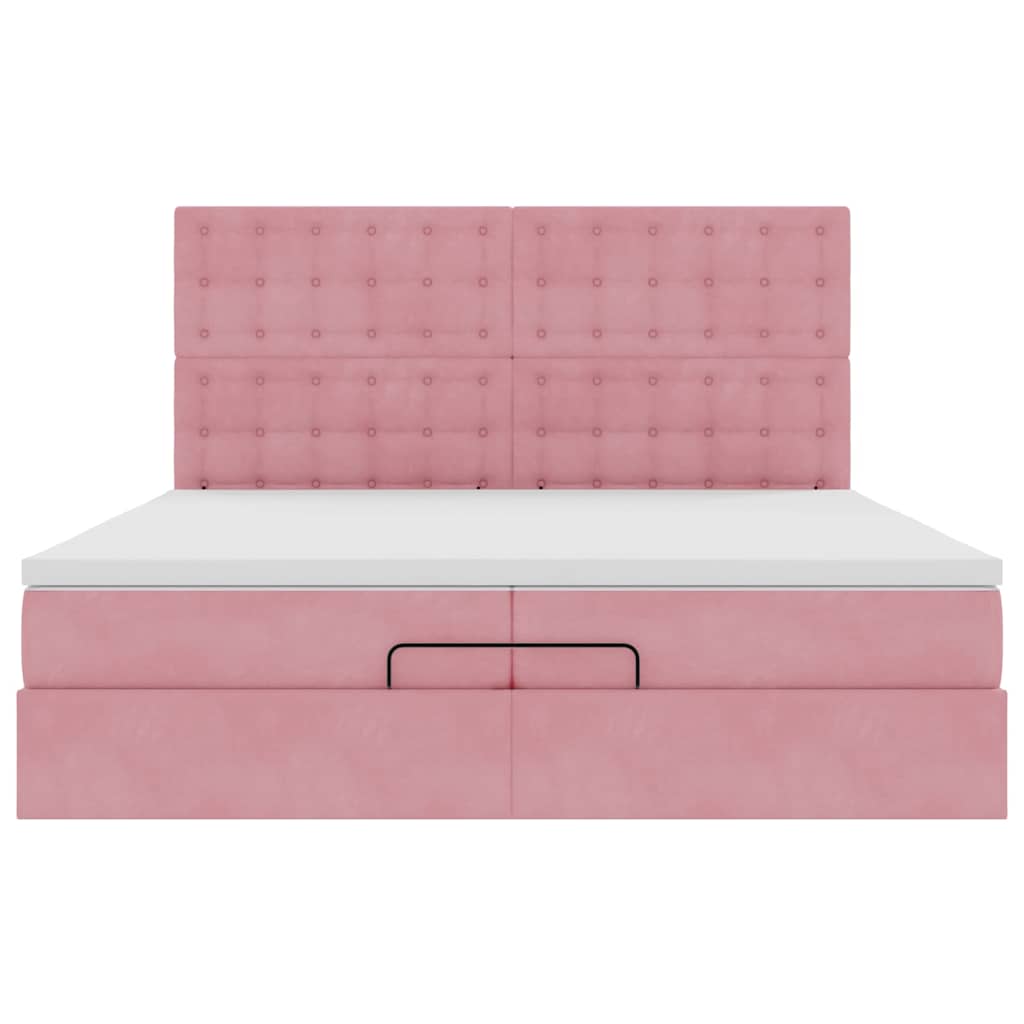 Οθωμανικό κρεβάτι με στρώματα ροζ 200x200cm Velvet - Pakobazaar