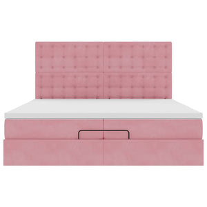 Οθωμανικό κρεβάτι με στρώματα ροζ 200x200cm Velvet - Pakobazaar