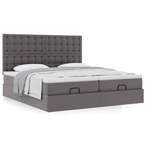 Οθωμανικό κρεβάτι με στρώματα Γκρι 160x200cm Faux Leather - Pakobazaar