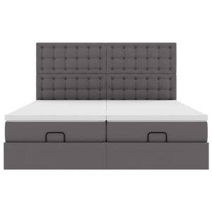 Οθωμανικό κρεβάτι με στρώματα Γκρι 160x200cm Faux Leather - Pakobazaar